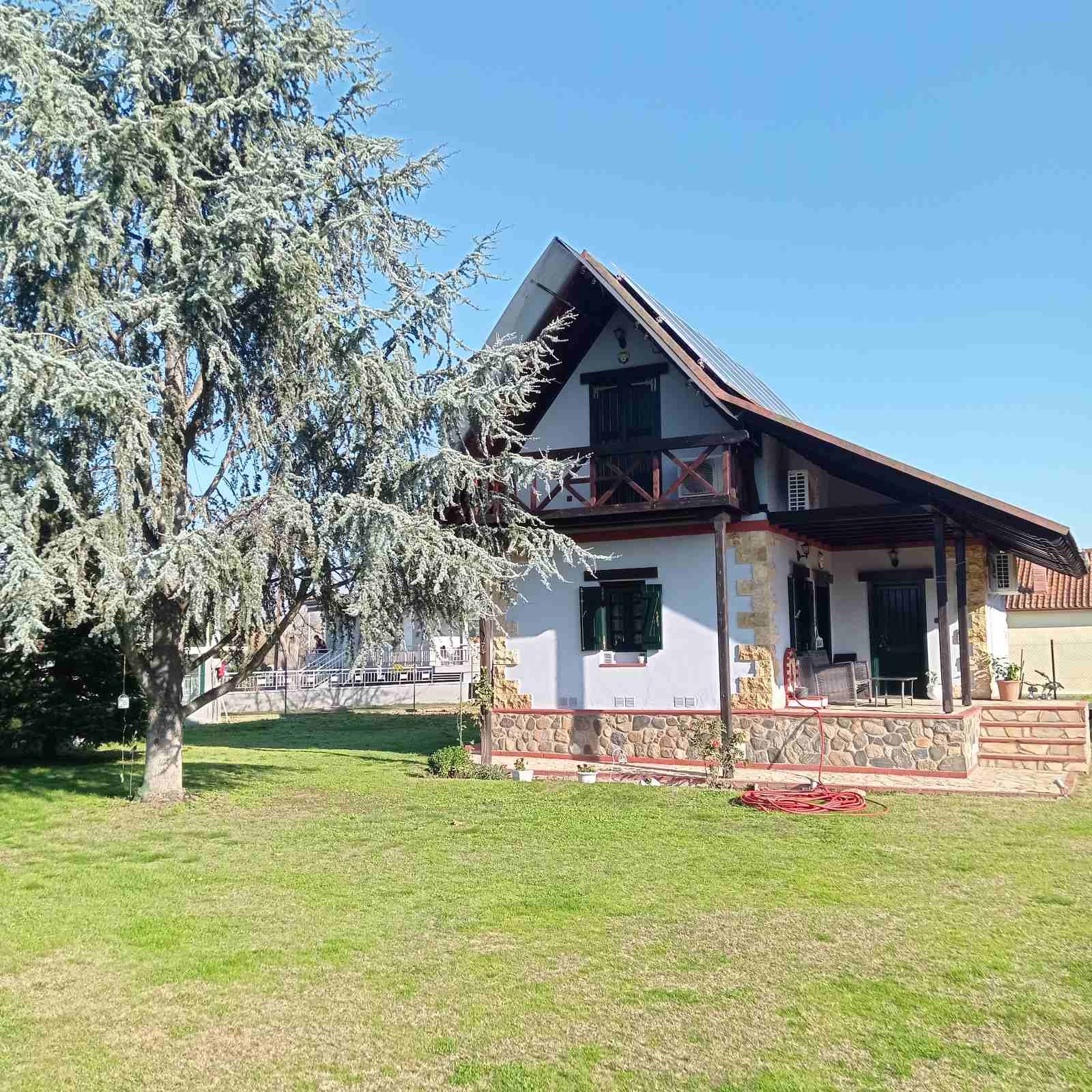 Large green yard with mountain views